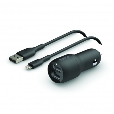 Автомобильное зарядное устройство Belkin Car Charger USB-A + USB-С Lightning, 24 Вт