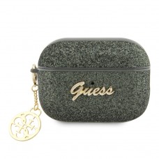 Чехол Guess Glitter flakes Metal logo with Heart charm для Airpods Pro 2