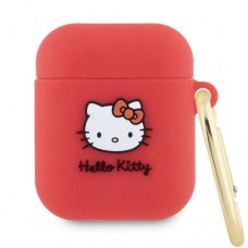 Чехол Hello Kitty Rubber Kitty Head для Airpods / Airpods 2 (red)