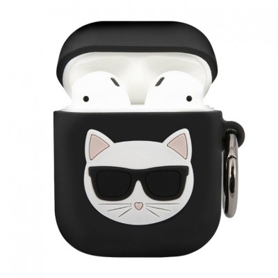 Чехол Karl Lagerfeld Choupette with ring для Airpods / Airpods 2 (black)