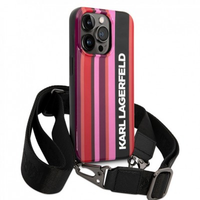 Чехол Karl Lagerfeld Crossbody Color stripes with Strap для iPhone 14 Pro Max (pink)