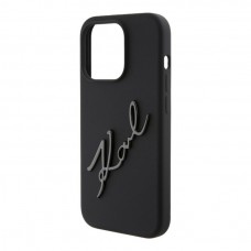 Чехол Karl Lagerfeld Liquid Silicone Metal Autograph для iPhone 15 Pro