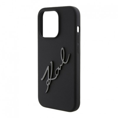 Чехол Karl Lagerfeld Liquid Silicone Metal Autograph для iPhone 15 Pro