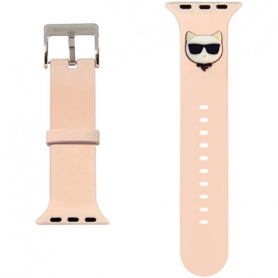 Силиконовый ремешок для Apple Watch 42/44/45mm Karl Lagerfeld Choupette head (pink)