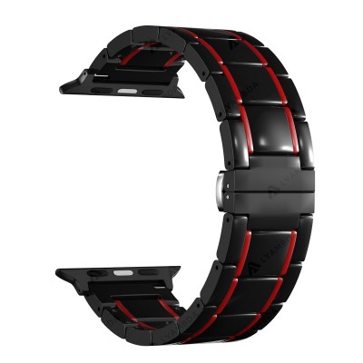Керамический ремешок для Apple Watch 42/44mm Lyambda (black/red)
