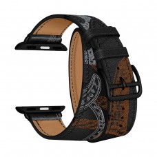  Кожаный ремешок для Apple Watch 30/40/41mm Lyambda (black/brown)
