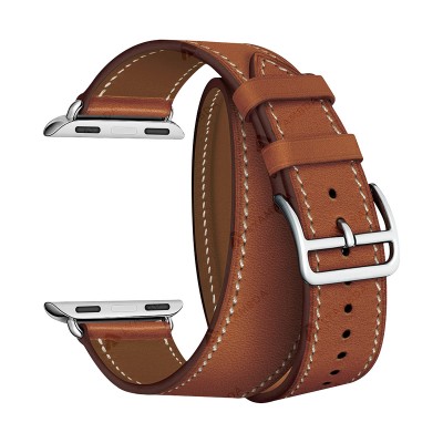 Кожаный ремешок для Apple Watch 42/44/45mm Lyambda (brown)