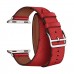  Кожаный ремешок для Apple Watch 42/44/45mm Lyambda (red)