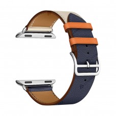 Кожаный Ремешок для Apple Watch 42/44/45mm Lyambda (blue/orange)