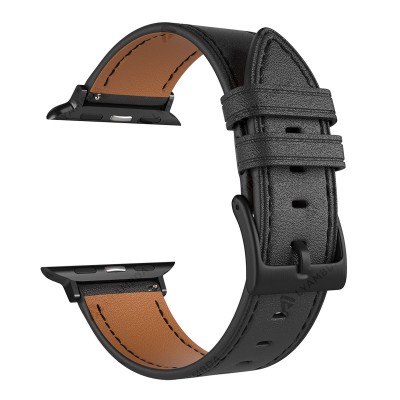 Кожаный Ремешок для Apple Watch 42/44/45mm Lyambda (black)