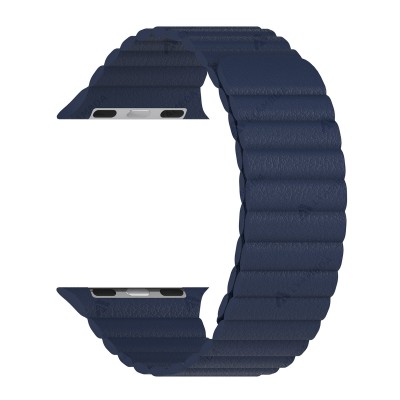 Кожаный ремешок для Apple Watch 42/44/45mm Lyambda (dark blue)