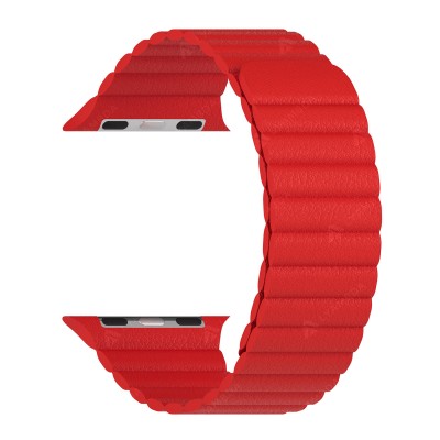 Кожаный ремешок для Apple Watch 42/44/45mm Lyambda (red)