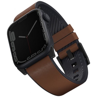 Ремешок для Apple Watch 42/44/45/49mm Uniq Straden Waterproof Leather/Silicone (brown)