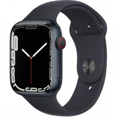 Apple Watch S7 GPS + Cellular , 45mm Midnight Aluminium Case with Midnight Sport Band, MKL53FD